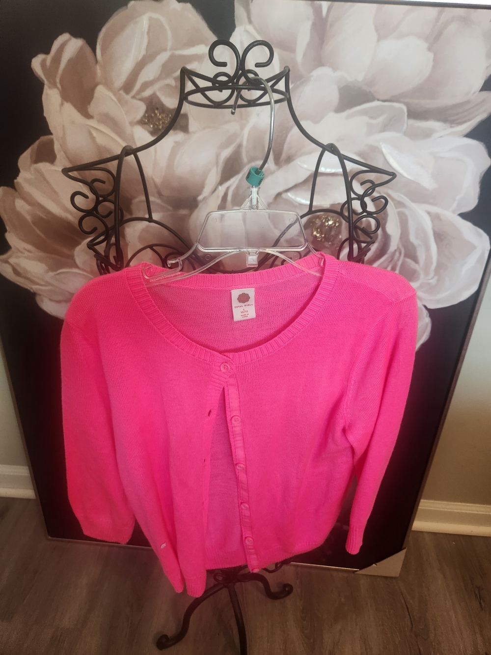 Total Girl - Hot Pink Crewneck Button-Front Cardigan(Kids)